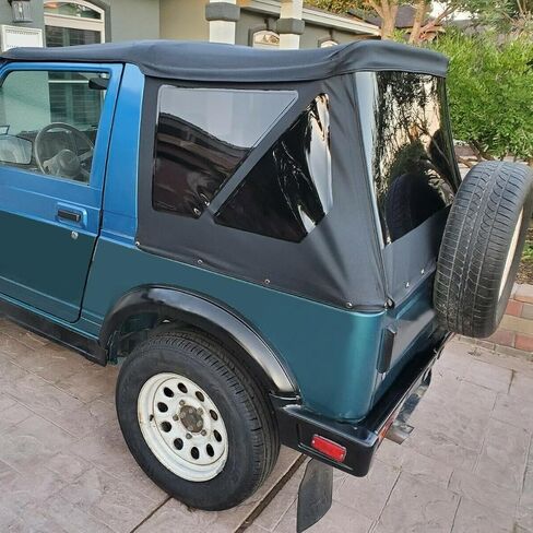 استبدال TOP Soft Top Kuafu متوافق مع 1986-1994 Suzuki Samurai ، سقف ناعم فينيل سوداء سود in Saudi Arabia