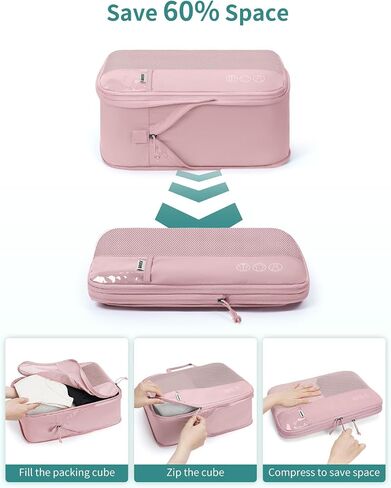 WANDF 7 Set Compression Packing Cubes for Travel, Shirt Folder for Wrinkle-Free, Suitcase Organizer Bags Set for Carry-On Checked Luggage Duffle Bag Women Men(Black) in Saudi Arabia