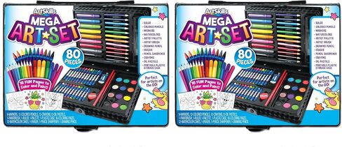ArtSkills Mega Art Set, Arts and Crafts Supplies, Includes Colored Pencils, Stencil Letters, Markers, Watercolor Paint, Crayons, 80 Pieces in Saudi Arabia