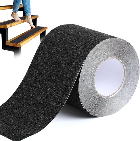Frienda 12 in x 60 ft Black Grip Tape Anti Slip Tape Outdoor Waterproof 80 Grit Traction Tape Non Slip Tape for Stairs Oil Resistant Non Skid Tape for Outdoor Steps Indoor Treads Ramps Staircases in Saudi Arabia
