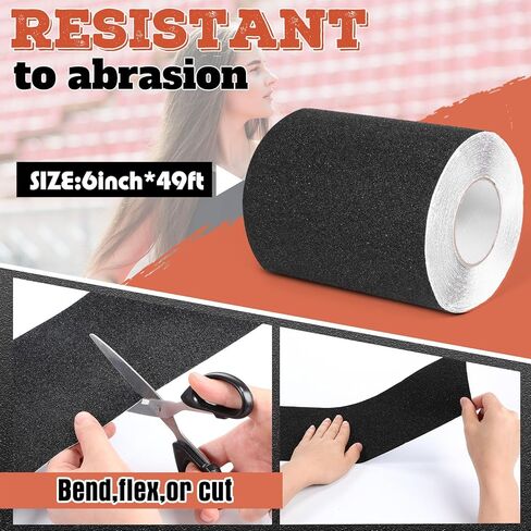 Frienda 12 in x 60 ft Black Grip Tape Anti Slip Tape Outdoor Waterproof 80 Grit Traction Tape Non Slip Tape for Stairs Oil Resistant Non Skid Tape for Outdoor Steps Indoor Treads Ramps Staircases in Saudi Arabia