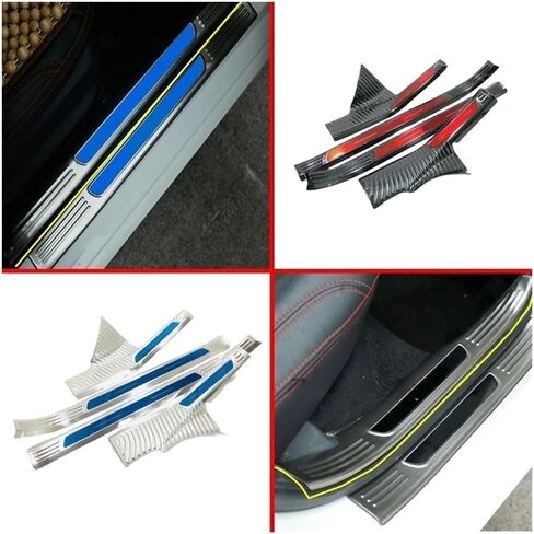 Automotive Door Entry Guard Compatible for VW Polo 2019-2023 Hatchback Pedal Sill Protector Trim(Black Red1) in Saudi Arabia