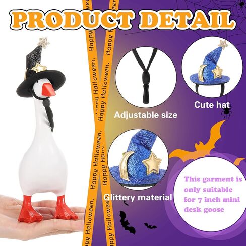 4 PCS Halloween 7 Inch Mini Desk Goose Outfits Mini Multicolor Glitter Witch Hats Addle Addle for Magnetic Silly Goose تمثال هالوين in Kuwait