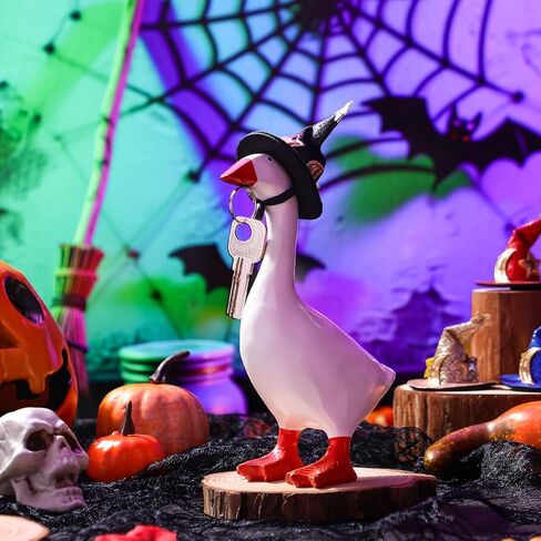 4 PCS Halloween 7 Inch Mini Desk Goose Outfits Mini Multicolor Glitter Witch Hats Addle Addle for Magnetic Silly Goose تمثال هالوين in Kuwait