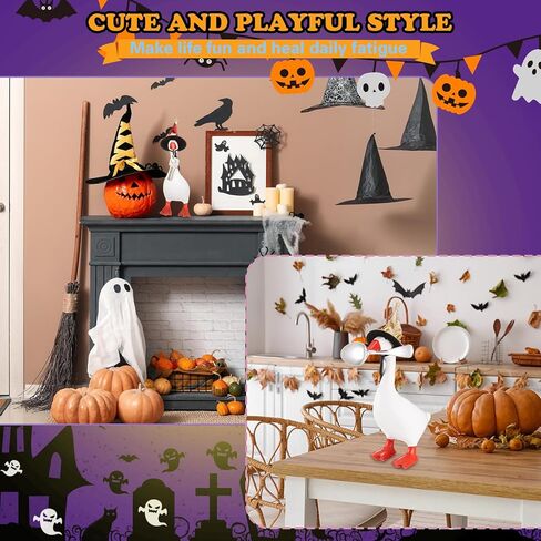 4 PCS Halloween 7 Inch Mini Desk Goose Outfits Mini Multicolor Glitter Witch Hats Addle Addle for Magnetic Silly Goose تمثال هالوين in Kuwait