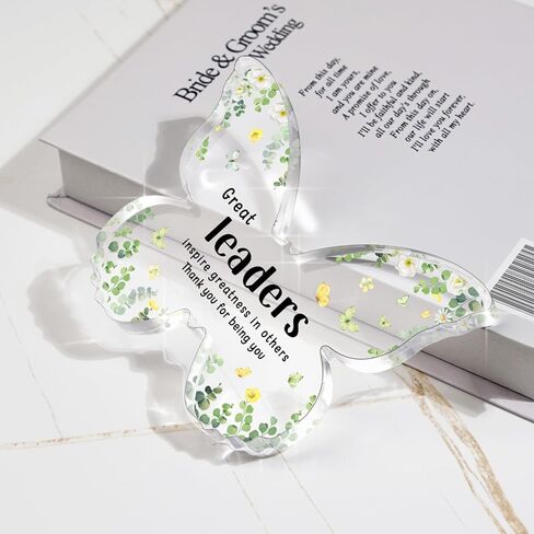 Leaders Gifts, Boss Gifts for Women - 5x3.8x0.5 Inch Butterfly Acrylic Plaque Decor - Boss Birthday Christmas Boss Day Gifts, Unique Boss Lady Gifts for Women Retirement Leaving Going Away in Saudi Arabia