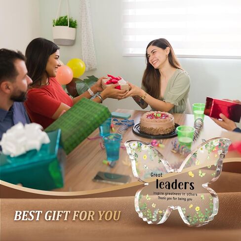 Leaders Gifts, Boss Gifts for Women - 5x3.8x0.5 Inch Butterfly Acrylic Plaque Decor - Boss Birthday Christmas Boss Day Gifts, Unique Boss Lady Gifts for Women Retirement Leaving Going Away in Saudi Arabia