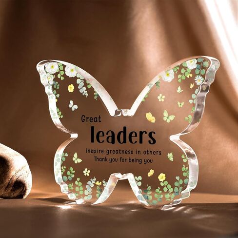 Leaders Gifts, Boss Gifts for Women - 5x3.8x0.5 Inch Butterfly Acrylic Plaque Decor - Boss Birthday Christmas Boss Day Gifts, Unique Boss Lady Gifts for Women Retirement Leaving Going Away in Saudi Arabia