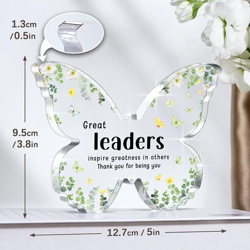Leaders Gifts, Boss Gifts for Women - 5x3.8x0.5 Inch Butterfly Acrylic Plaque Decor - Boss Birthday Christmas Boss Day Gifts, Unique Boss Lady Gifts for Women Retirement Leaving Going Away in Saudi Arabia