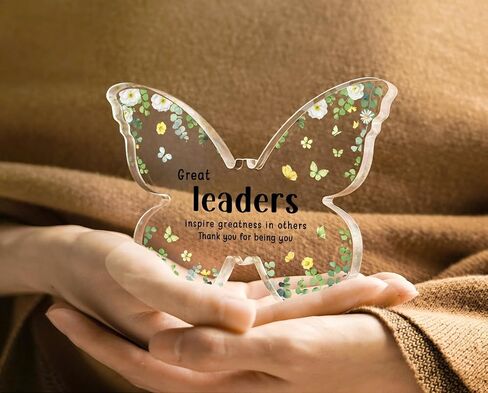 Leaders Gifts, Boss Gifts for Women - 5x3.8x0.5 Inch Butterfly Acrylic Plaque Decor - Boss Birthday Christmas Boss Day Gifts, Unique Boss Lady Gifts for Women Retirement Leaving Going Away in Saudi Arabia