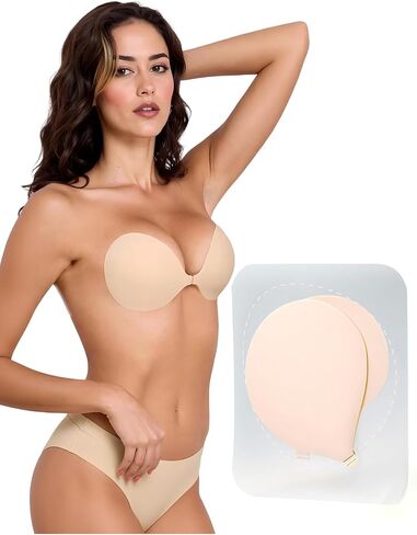 Seamless Push Up Sticky Bra Silicone Nipple Covers for Women Adhesive Bra Travel-Friendly Pack-Flat Bras in Saudi Arabia