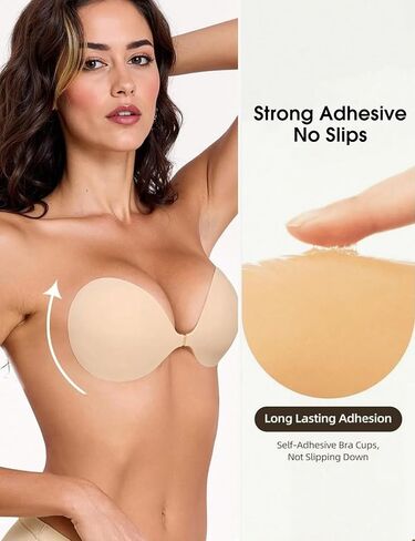 Seamless Push Up Sticky Bra Silicone Nipple Covers for Women Adhesive Bra Travel-Friendly Pack-Flat Bras in Saudi Arabia