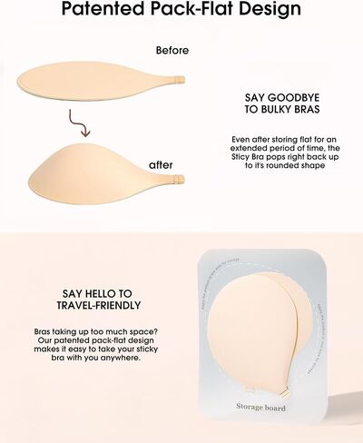 Seamless Push Up Sticky Bra Silicone Nipple Covers for Women Adhesive Bra Travel-Friendly Pack-Flat Bras in Saudi Arabia