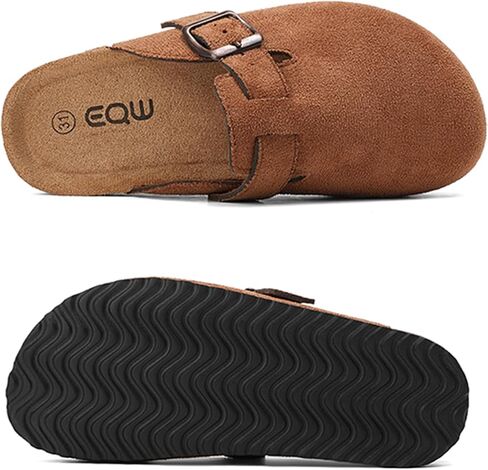 eqw Kids Suede Clogs for Boys & Girls-سرير القدم الناعم ، الدعم القوس والصنادل القابلة للتعديل في الإبزيم للأطفال الصغار الداخليين في الهواء الطلق للأطفال الكبار (3-12 سنة) in Kuwait