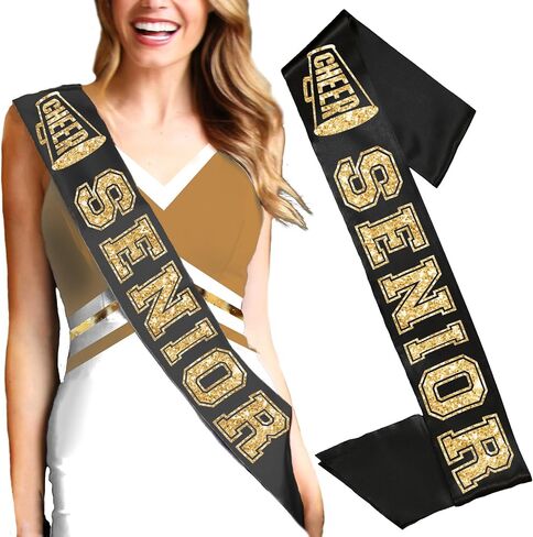 ابتهج Sash Sash Black and Gold - SASHES SASHES SASHERS Premium Grade - هدايا المشجعين لكبار السن in Saudi Arabia