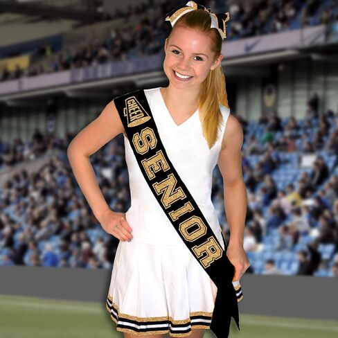 ابتهج Sash Sash Black and Gold - SASHES SASHES SASHERS Premium Grade - هدايا المشجعين لكبار السن in Saudi Arabia
