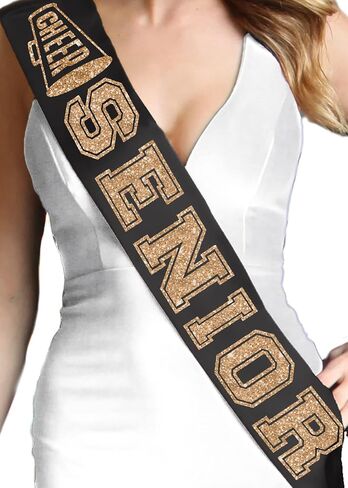 ابتهج Sash Sash Black and Gold - SASHES SASHES SASHERS Premium Grade - هدايا المشجعين لكبار السن in Saudi Arabia