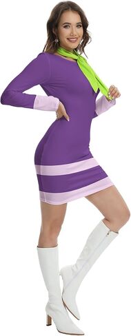 TMSD Women's Halloween Crew Neck Purple Sexy Bodycon Dress مع وشاح in Kuwait