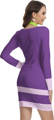 TMSD Women's Halloween Crew Neck Purple Sexy Bodycon Dress مع وشاح in Kuwait