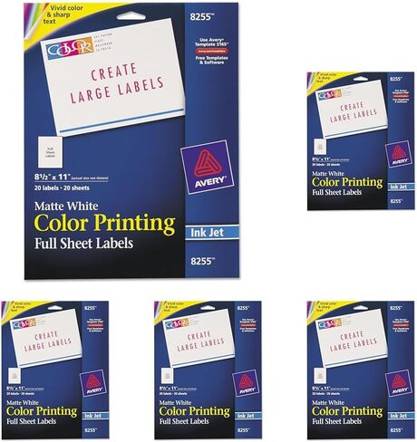 Avery Matte White Shipping Labels, Permanent Adhesive, 8-1/2" x 11", 20 Labels (8255) in Saudi Arabia