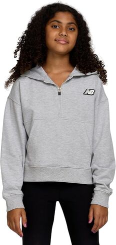 New Balance Girls Quarter Zip Up Hoodie – Soft Cotton Blended Fleece Active Youth Pullover Sweatshirt, Lined Hood in Saudi Arabia
