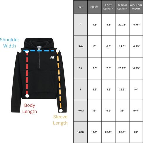 New Balance Girls Quarter Zip Up Hoodie – Soft Cotton Blended Fleece Active Youth Pullover Sweatshirt, Lined Hood in Saudi Arabia