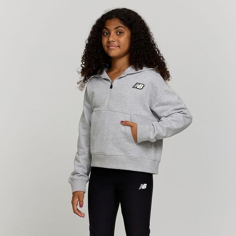 New Balance Girls Quarter Zip Up Hoodie – Soft Cotton Blended Fleece Active Youth Pullover Sweatshirt, Lined Hood in Saudi Arabia