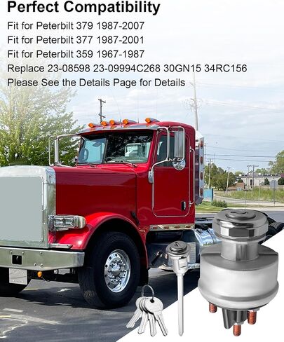 مجموعة أدوات تجميع مفتاح الإشعال مع 4 أسطوانة قفل الباب و 4 مفتاح ملاءمة لـ Peterbilt 379 377 359 378 349 385 362 1967-2007 استبدل 23-08598 23-09994C268 30GN15 34RC156 ، STRECK INCHITION SWITCH in Kuwait