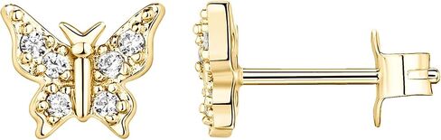 Pavoi 14k Gold Plated Plated Stud أقراط للنساء - أقراط الفضة الاسترليني مع الزركونيا المكعب - هدايا البرق السماوية والقمر والنجم والذهبي المجوهرات الذهبية in Kuwait