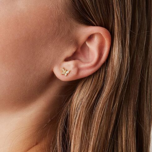 Pavoi 14k Gold Plated Plated Stud أقراط للنساء - أقراط الفضة الاسترليني مع الزركونيا المكعب - هدايا البرق السماوية والقمر والنجم والذهبي المجوهرات الذهبية in Kuwait