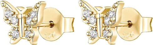 Pavoi 14k Gold Plated Plated Stud أقراط للنساء - أقراط الفضة الاسترليني مع الزركونيا المكعب - هدايا البرق السماوية والقمر والنجم والذهبي المجوهرات الذهبية in Kuwait