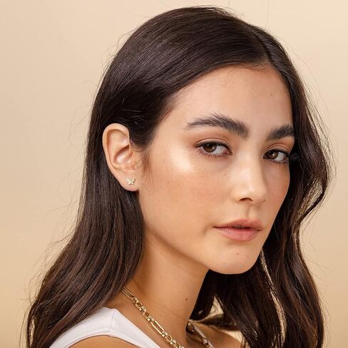 Pavoi 14k Gold Plated Plated Stud أقراط للنساء - أقراط الفضة الاسترليني مع الزركونيا المكعب - هدايا البرق السماوية والقمر والنجم والذهبي المجوهرات الذهبية in Kuwait