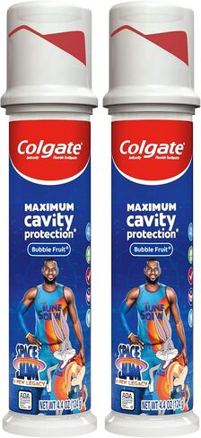 Colgate Kids Toothpaste with Fluoride, Anticavity & Cavity Protection Toothpaste, for Ages 2+, Space Jam, Mild Bubble Fruit Flavor, 4.6 Ounce in Saudi Arabia