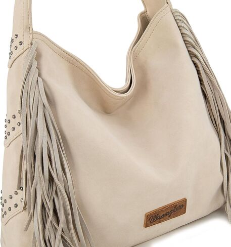حقيبة HOBO من جلد الغزال Wrangler Fringe للنساء الجلود الغربية محفظة حرس شرابة الكتف Hippie Bag in Saudi Arabia