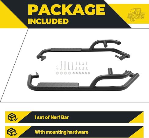قضبان Nerf Rock Sliders متوافقة مع 2016 Up Can-Am Defender HD 5/HD 8/HD 10 (2 باب) Kickers Highted Duty Steel Black Powder in Kuwait