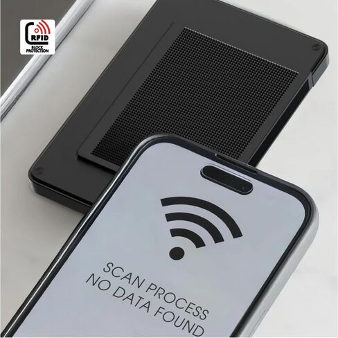 محفظة بطاقة للرجال - محفظة جميلة ، محفظة حظر RFID نحيفة ، حامل بطاقة معدنية مع فتحات جلدية ومقطع نقدي (غروب الشمس من التيتانيوم) in Saudi Arabia