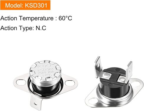 Rebower KSD301 Thermostat 100C NC Temperature Thermal Control Switch, [for Microwave Oven Refrigerators] - Normally Closed/90C Angle/5pcs in Saudi Arabia