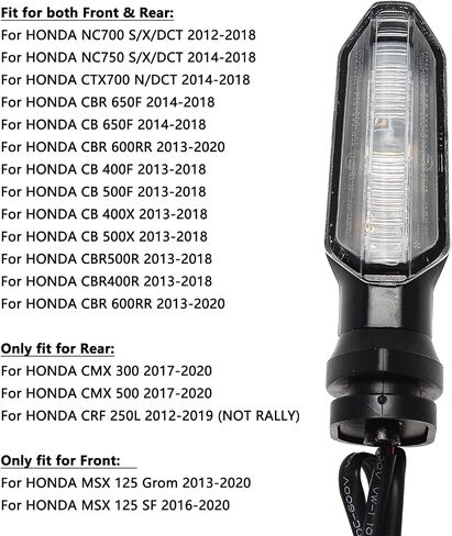 Motorcycle Front or Rear Turn Signal Indicators Compatible with Honda NC700/750 S/X/DCT CTX700 N/DCT CBR 650F/500R/400R/600RR CB 650F/400F/500F/400X/500X (Smoke) in Saudi Arabia