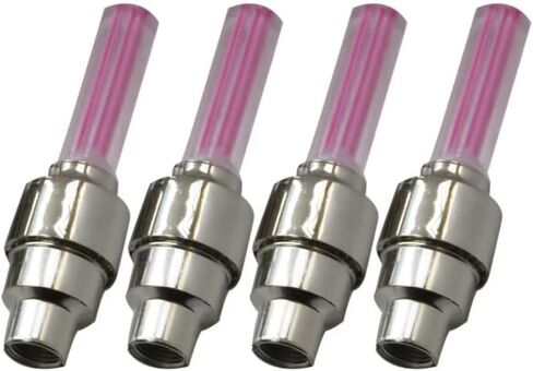 Set of 4 Attractive Car Wheel LED Lights in Dark Motocycle Bike Bicycle Light Tire Valve Cap Decorative Lantern Tire Valve Cap Flash Spoke Neon Lamp(Pink) in Saudi Arabia