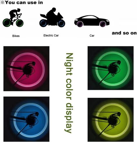 Set of 4 Attractive Car Wheel LED Lights in Dark Motocycle Bike Bicycle Light Tire Valve Cap Decorative Lantern Tire Valve Cap Flash Spoke Neon Lamp(Pink) in Saudi Arabia