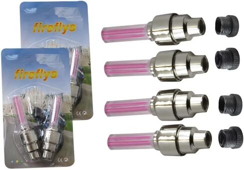 Set of 4 Attractive Car Wheel LED Lights in Dark Motocycle Bike Bicycle Light Tire Valve Cap Decorative Lantern Tire Valve Cap Flash Spoke Neon Lamp(Pink) in Saudi Arabia