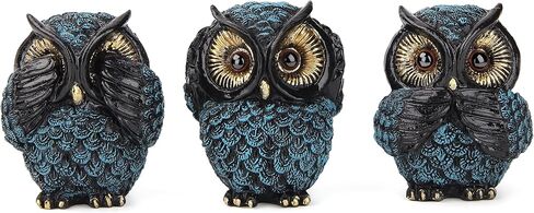 Owl Statue for Home Decorations, Owl Figurine for Shelf Bookshelf Table Office Living Room Decor, Owl Statues and Ssculptures, Animal Owl for Bird Lover, Antique Golden Color in Saudi Arabia