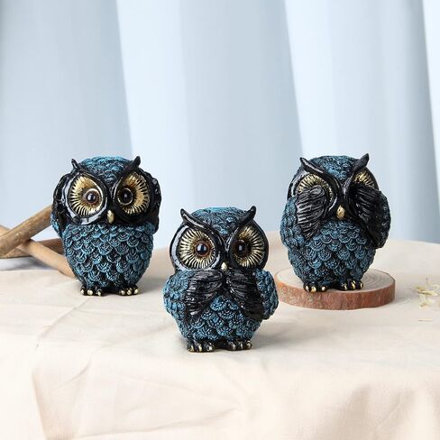 Owl Statue for Home Decorations, Owl Figurine for Shelf Bookshelf Table Office Living Room Decor, Owl Statues and Ssculptures, Animal Owl for Bird Lover, Antique Golden Color in Saudi Arabia