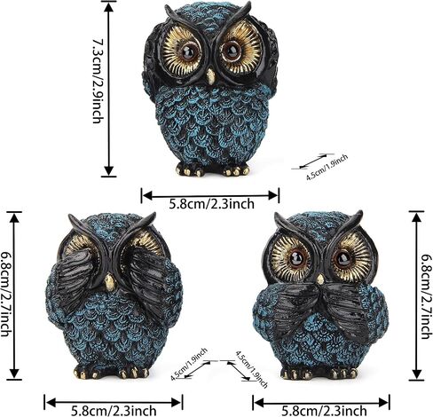 Owl Statue for Home Decorations, Owl Figurine for Shelf Bookshelf Table Office Living Room Decor, Owl Statues and Ssculptures, Animal Owl for Bird Lover, Antique Golden Color in Saudi Arabia