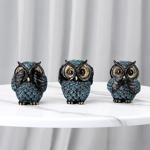 Owl Statue for Home Decorations, Owl Figurine for Shelf Bookshelf Table Office Living Room Decor, Owl Statues and Ssculptures, Animal Owl for Bird Lover, Antique Golden Color in Saudi Arabia