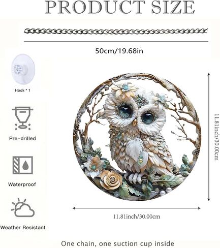 Cute Baby Owl Stained Window Hangings with Chain – Acrylic Owl in The Branch Ornament for Garden, Patio and Indoor Decor, Christmas Housewarming Gift for Mom, Grandma and Nature Lovers in Saudi Arabia