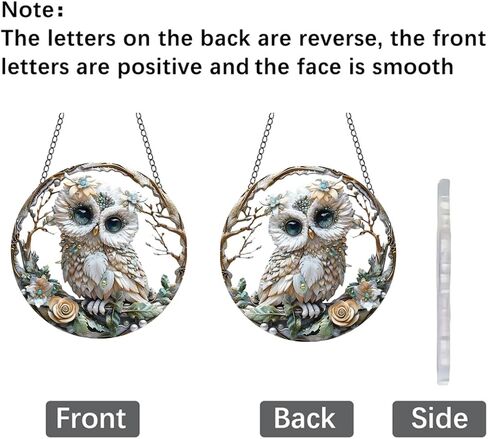 Cute Baby Owl Stained Window Hangings with Chain – Acrylic Owl in The Branch Ornament for Garden, Patio and Indoor Decor, Christmas Housewarming Gift for Mom, Grandma and Nature Lovers in Saudi Arabia