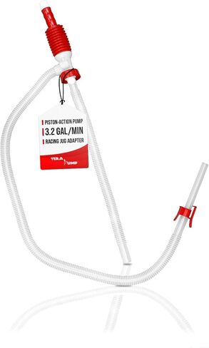 TERA PUMP Manual Portable Fuel Transfer Pump, 2.2ft Discharge Hose, Build-in clip on the nozzle, Easy & Durable Siphon Pump, Transfers at 3 GPM, 3PK of Adapters included (1 Pack) in Kuwait