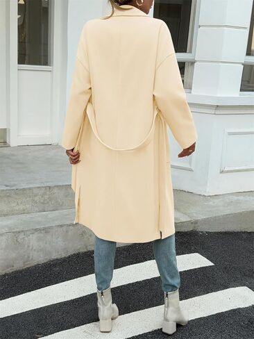 معاطف Tankaneo Womens Long Pea Open Jackets Front Fraft Label Coat Trench Coat Coat Coat مع معاطف مع جيوب in Saudi Arabia