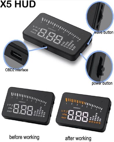 3'' Car HUD Head-Up Display Colorful Dashboard Projector Speed Warning System with OBDII/EUOBD Interface Vehicle Speed MPH/KPM Car Electrical Supplies GPS Heads Up Display for Cars in Saudi Arabia